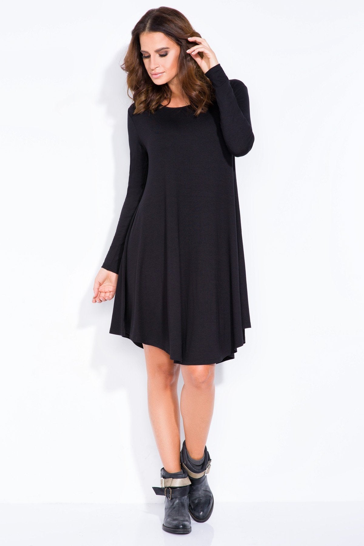 Black Loose Dress With Long Sleeves ...
